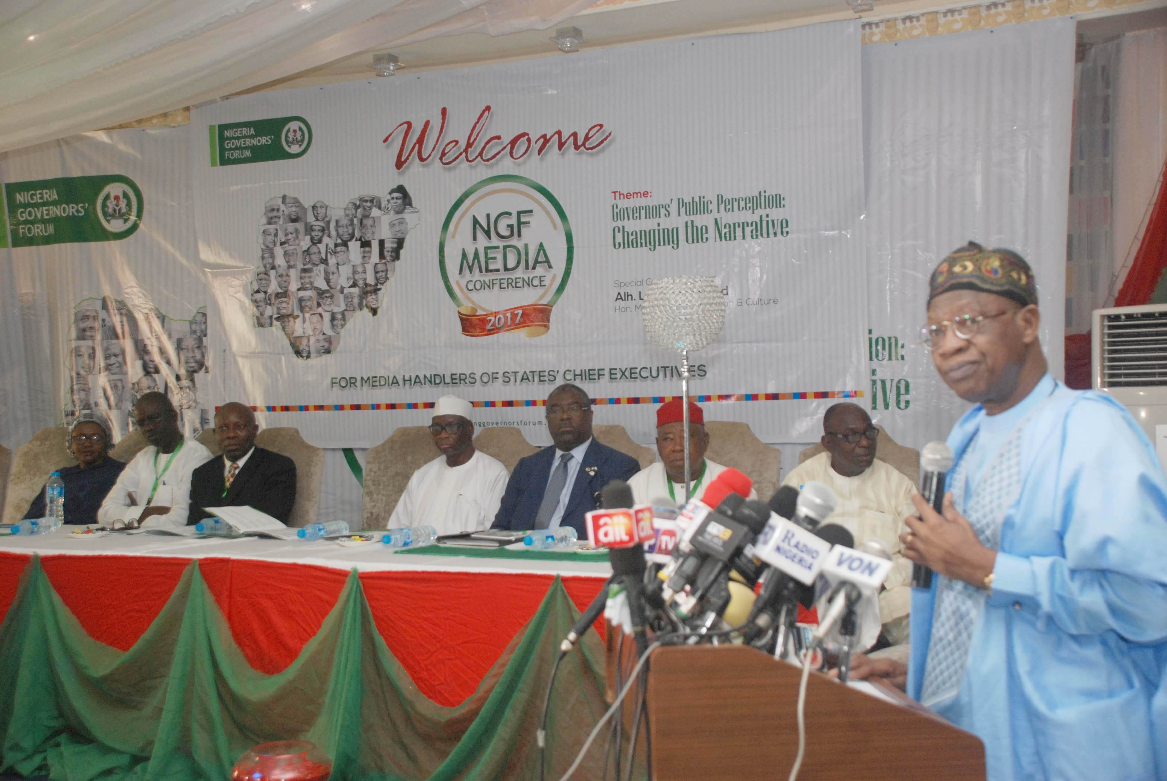 Hon. Min. Information & Culture Alh. Lai Mohammed, Addressing Media Handlers.